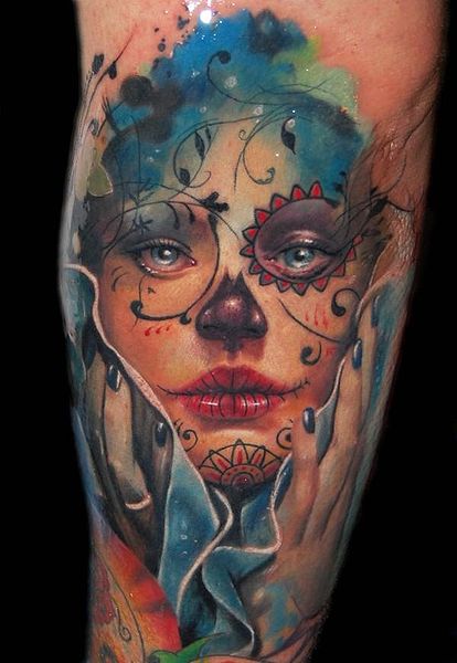 414px Alex De Pase Tattoo Tatuaggio Realistico Ritratto Sugar Skull